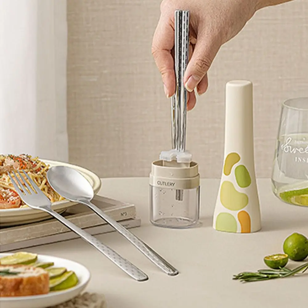 

Stainless Steel Chopstick Spoon Set Portable Reusable Cutlery Storage Box High-temperature Resistant Durable Dinnerware Case