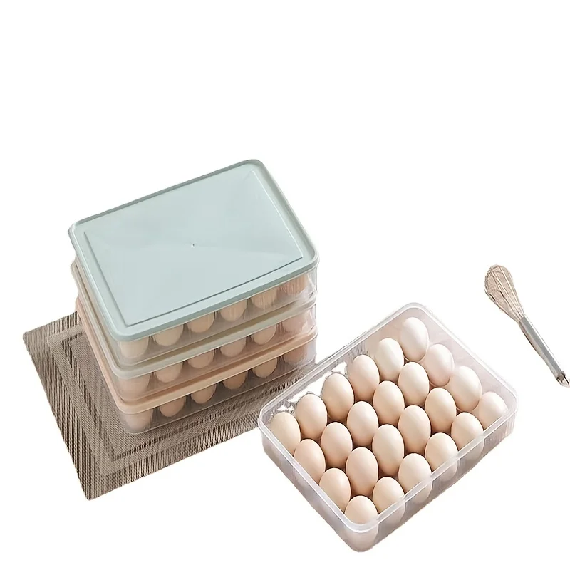 15/24 Grid Refrigerator Eggs Storage Box with Lid Household Kitchen Food Preservation Boxs Egg Dumpling Shelf Holding