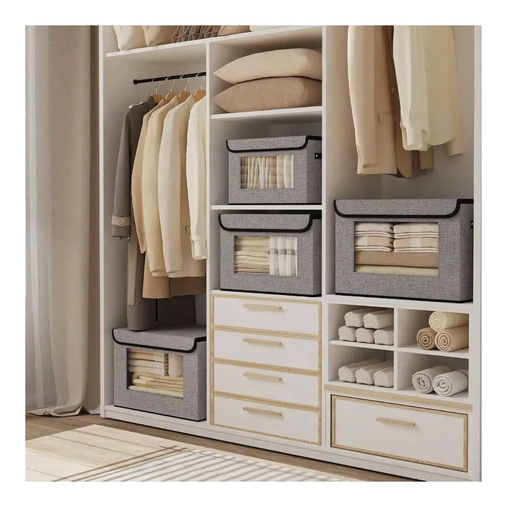 

Storage Bin With Lid, Storage Box With Handles, 13x 9.1x. 9 Inch Closet Organizer Shelves Organization, Gray, 1 Pack