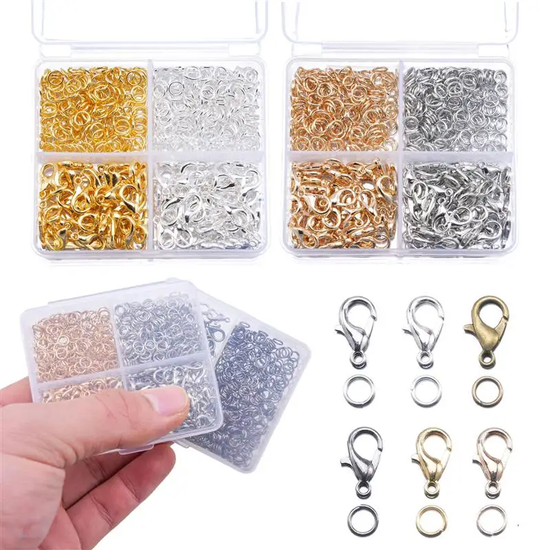

500pcs/box Mixed Color Lobster Clasps And Open Rings Bracelets Necklaces Connector DIY Jewelry Making Accessories Supplies Kit