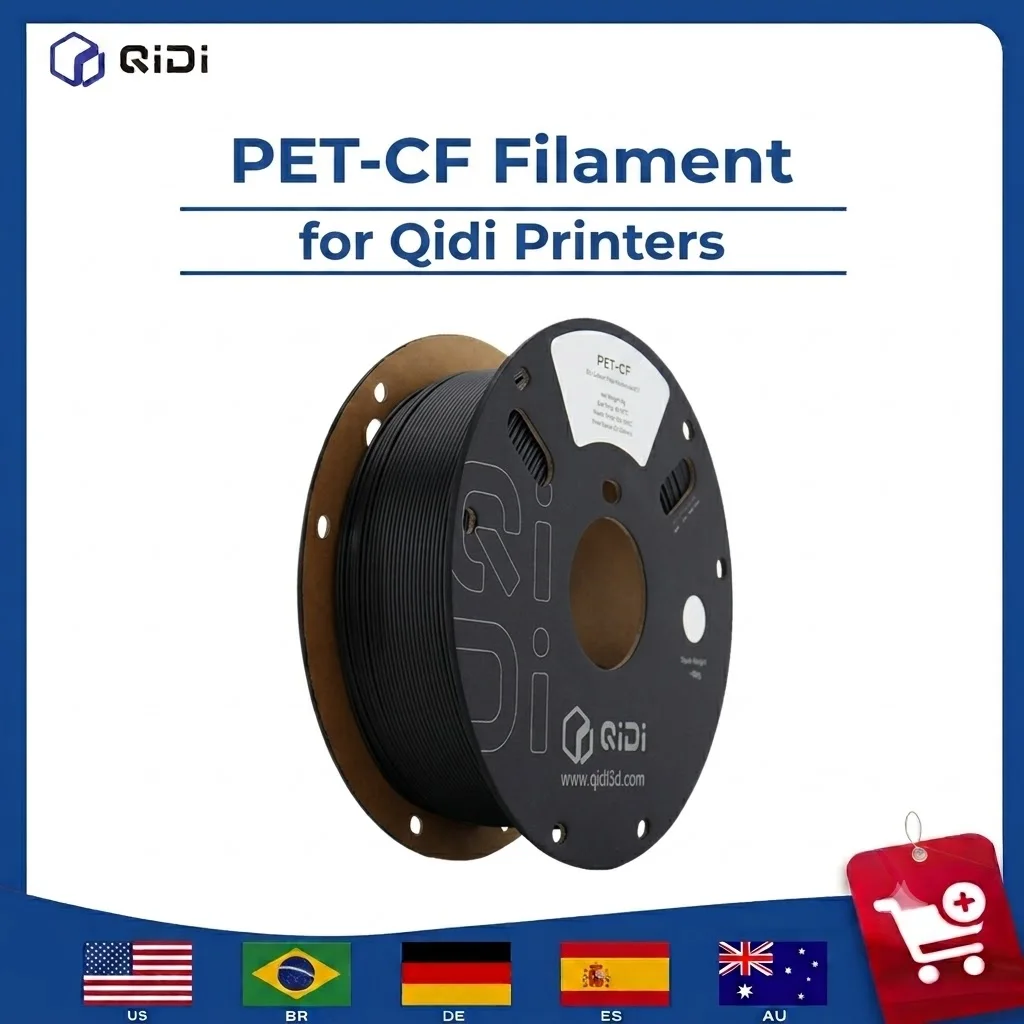 QIDI PET-CF Carbon Fiber Filament 1.75mm 1KG High Strength Engineering 3D Printer Filament Low Moisture Heat Resistant