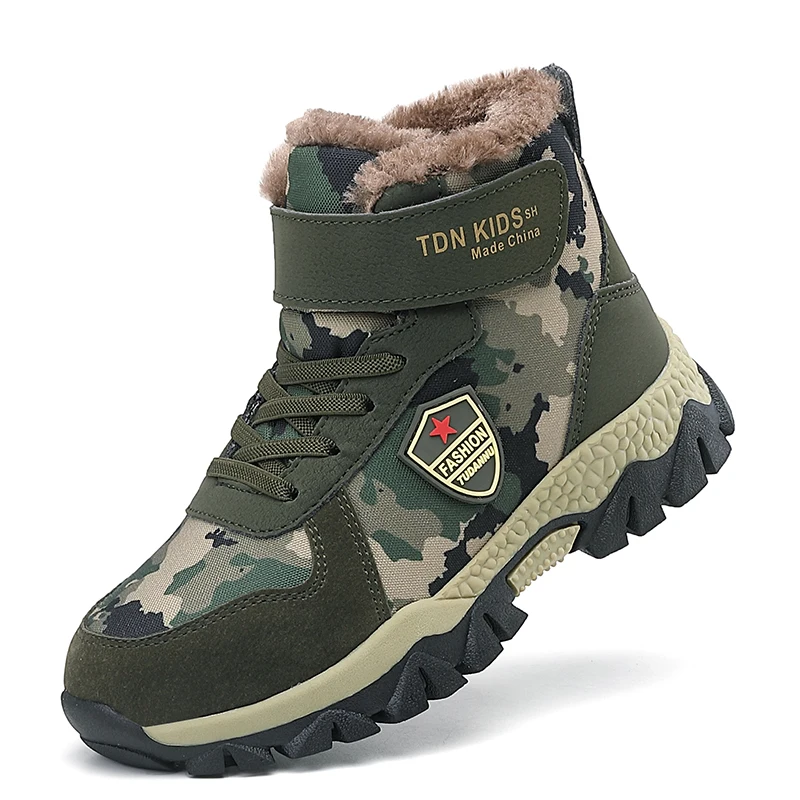 2024 New Camouflage High Top Cotton Boots Winter Student Snow Boots Fashion Student School Shoes Comfortable Boy Sneaker