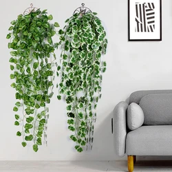 Planta verde Artificial para colgar en la pared, hoja de hiedra, Pothos, Begonia, vid de uva, decoración para el hogar, jardín, fiesta, boda, 90cm