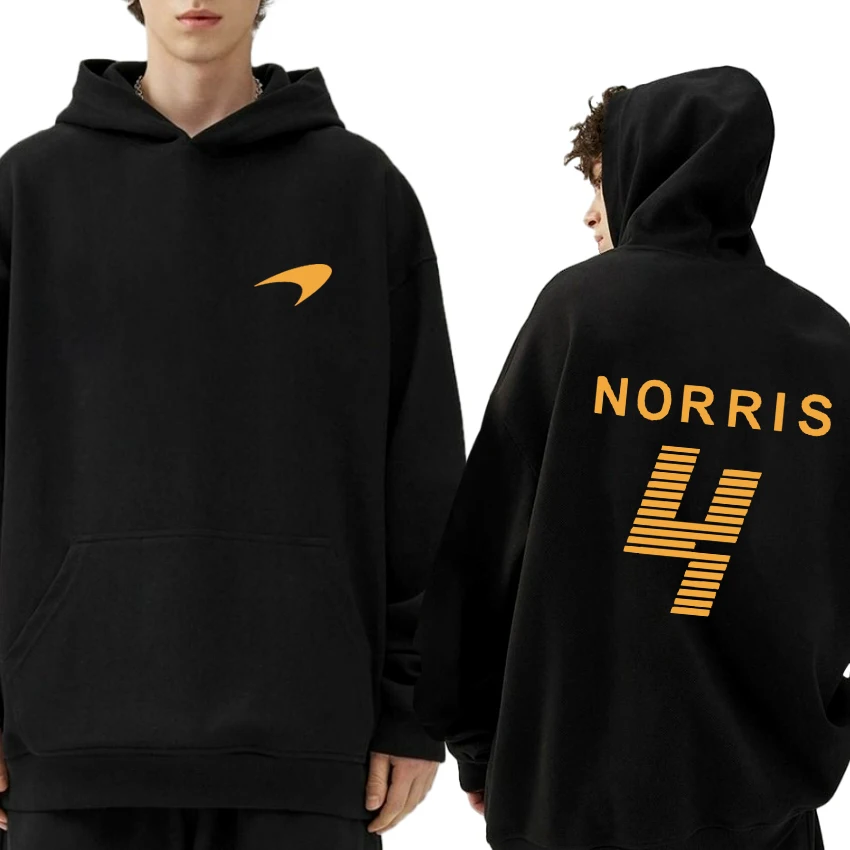 Hot koop Lando Norris Racing Driver dubbelzijdig print sweatshirt heren dames oversized hoodie unisex fleece truien met lange mouwen