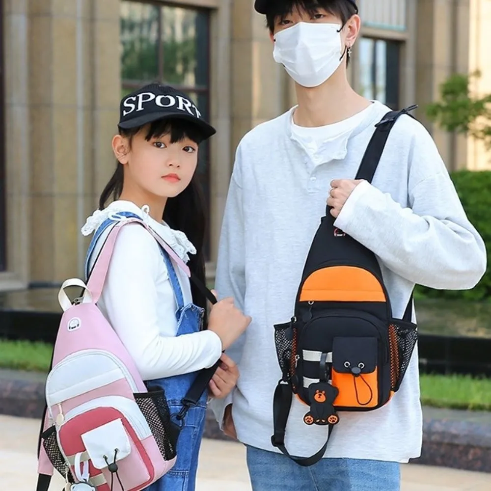 

Casual Large Capacity 2 in1 Chest Bag Waterproof Korean Style Crossbody Shoulder Bag With pendant Backpack Sports