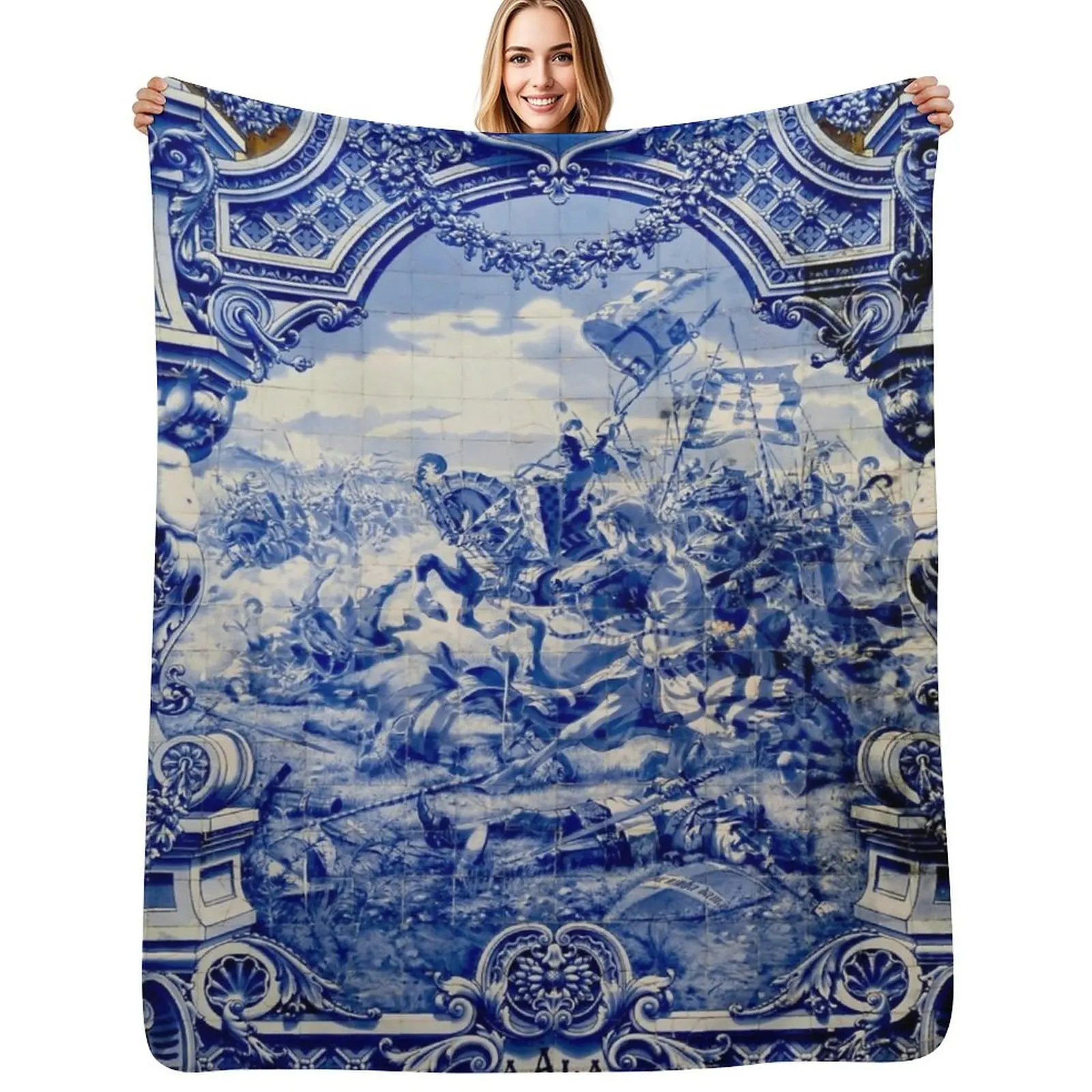 

Wall of Tiles - HD - A alla dos Namorados (Lover s place) - Porto Station (Portugal) Throw Blanket Weighted Hairy Blankets