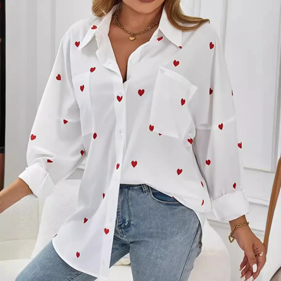 

Women's Casual Printed Love Loose Shirt
