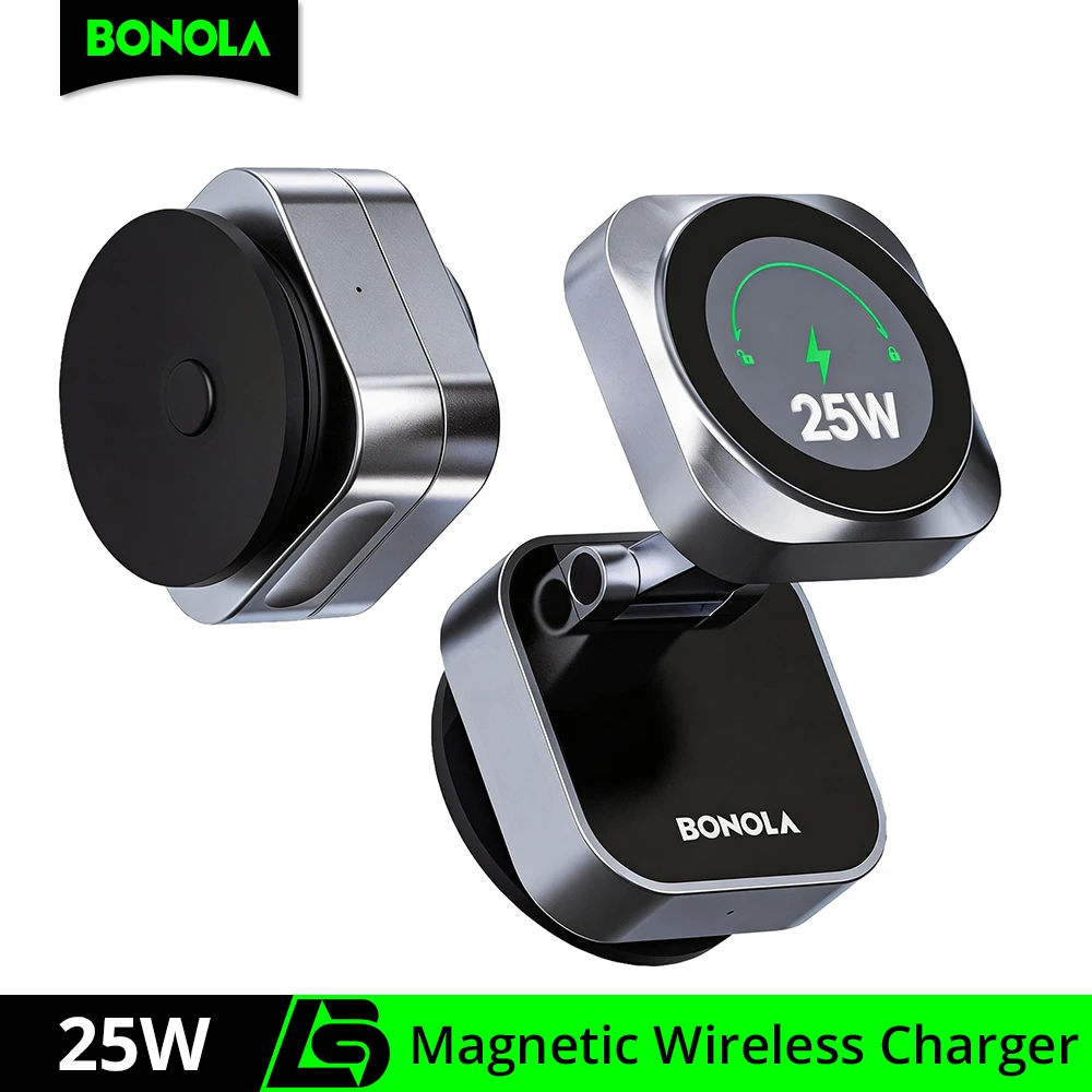 Image of Bonola Magnetisches Kabelloses Ladegerät Schnelles 25W Ladestativ mit Saugnapf für iPhone 14 15 16 17 Pro Max