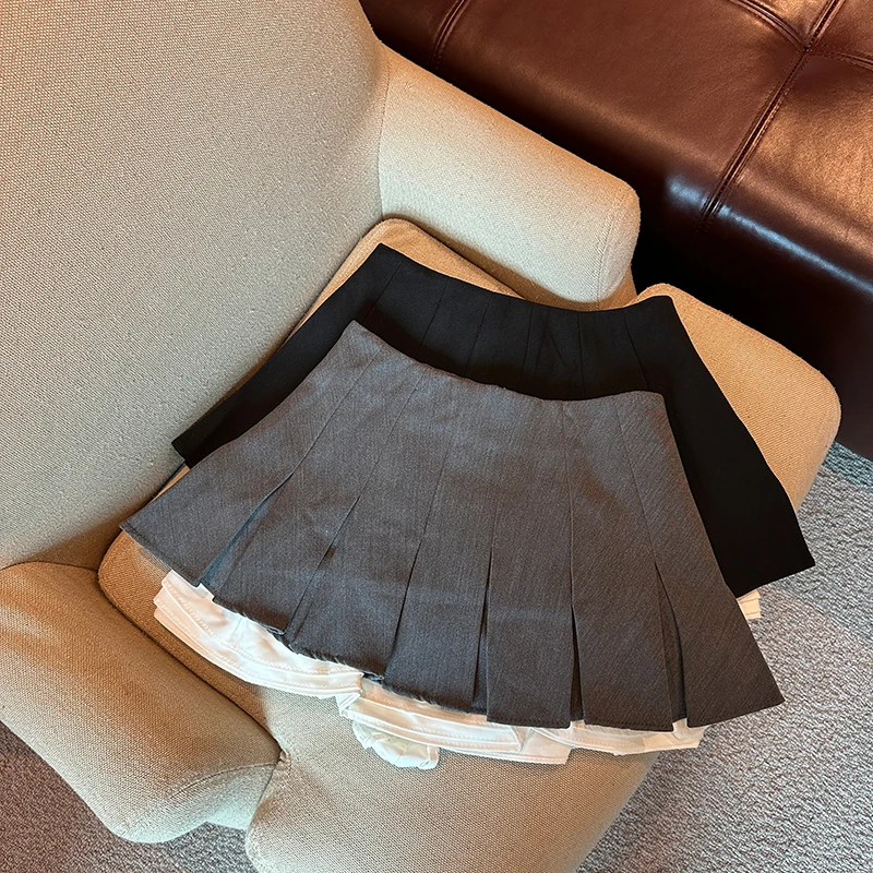

Летняя кавайная корейская универсальная теннисная юбка с высокой талией Faldas, новая мини-юбка Y2K, женские черные плиссированные юбки в стиле Харадзюку с оборками в стиле пэчворк