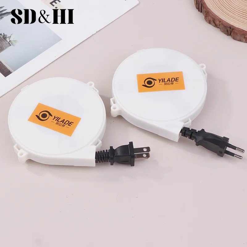 Automatic Retractable Power Reel Cable 220v Camping Wires Power Reel Cable Sleeves US EU Plug Reel Cable 1.6m