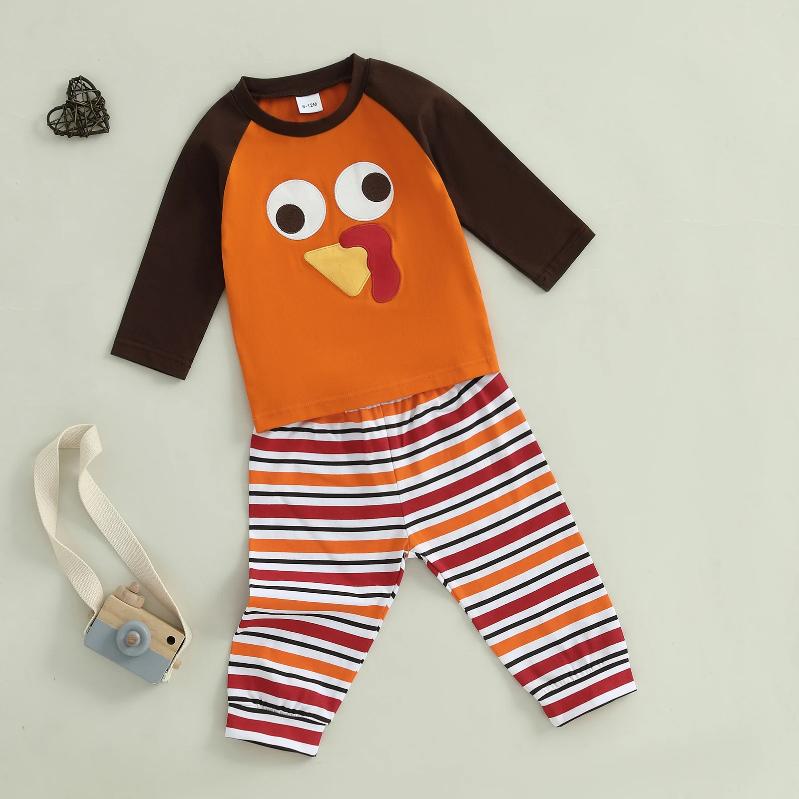

Kids Boys Thanksgiving Day Pajama Sets Long Sleeve O Neck Turkey Embroidery Tops Pants Sleepwear