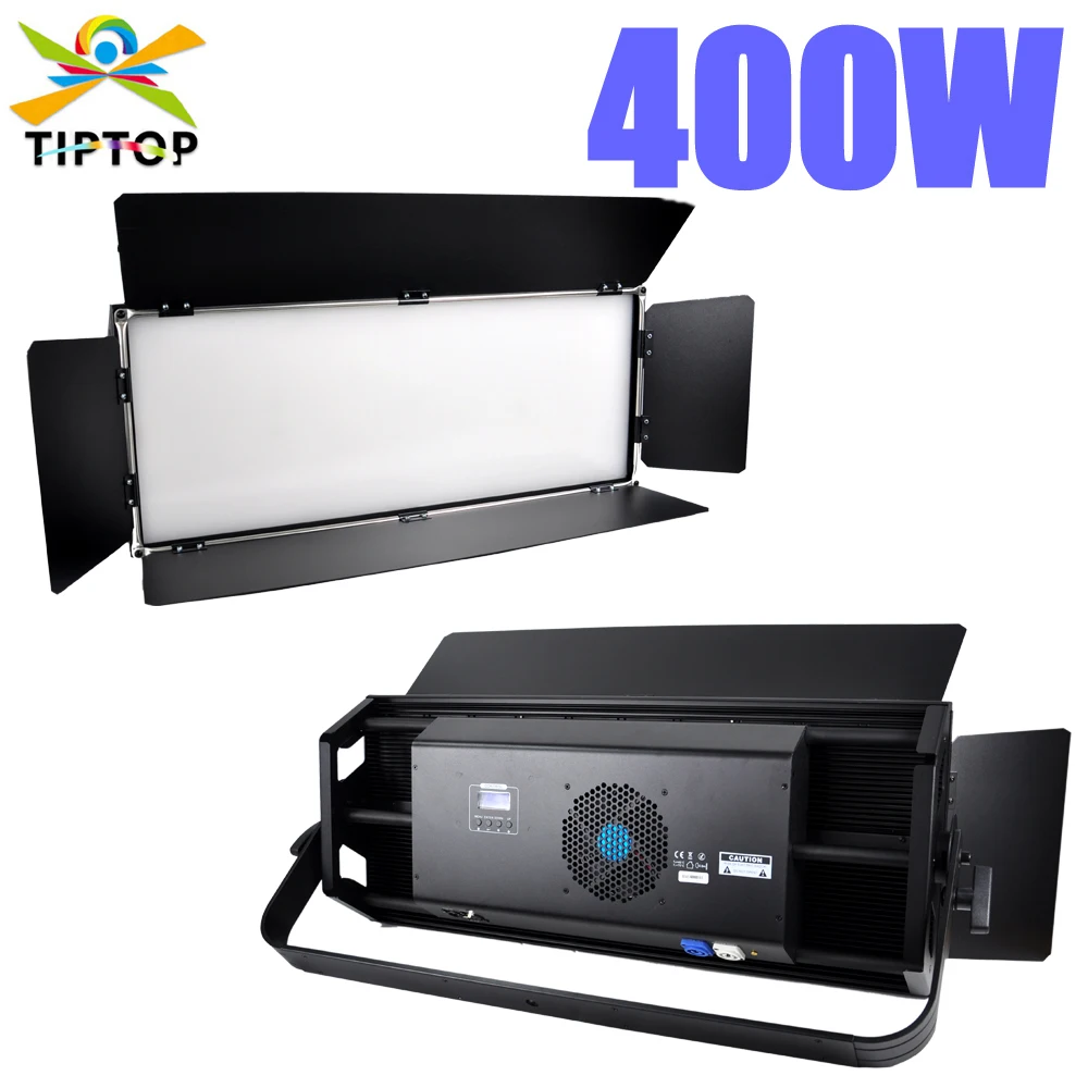 TIPTOP 400W Stage Flat Led Panel Light With Barndoor Warm White Cold White RGBALC Color Optional Noise Free TP-400C