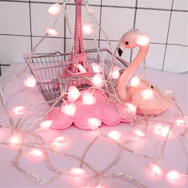 Valentine's Day Heart Shaped Romantic Light String LED Fabric Love Light String Girl Room Decoration