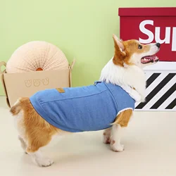 Corgi Sausage Big Dog Clothes Autumn Winter New Short-legged  Pet Coat Denim Cotton-padded  Designer Dog Clothes