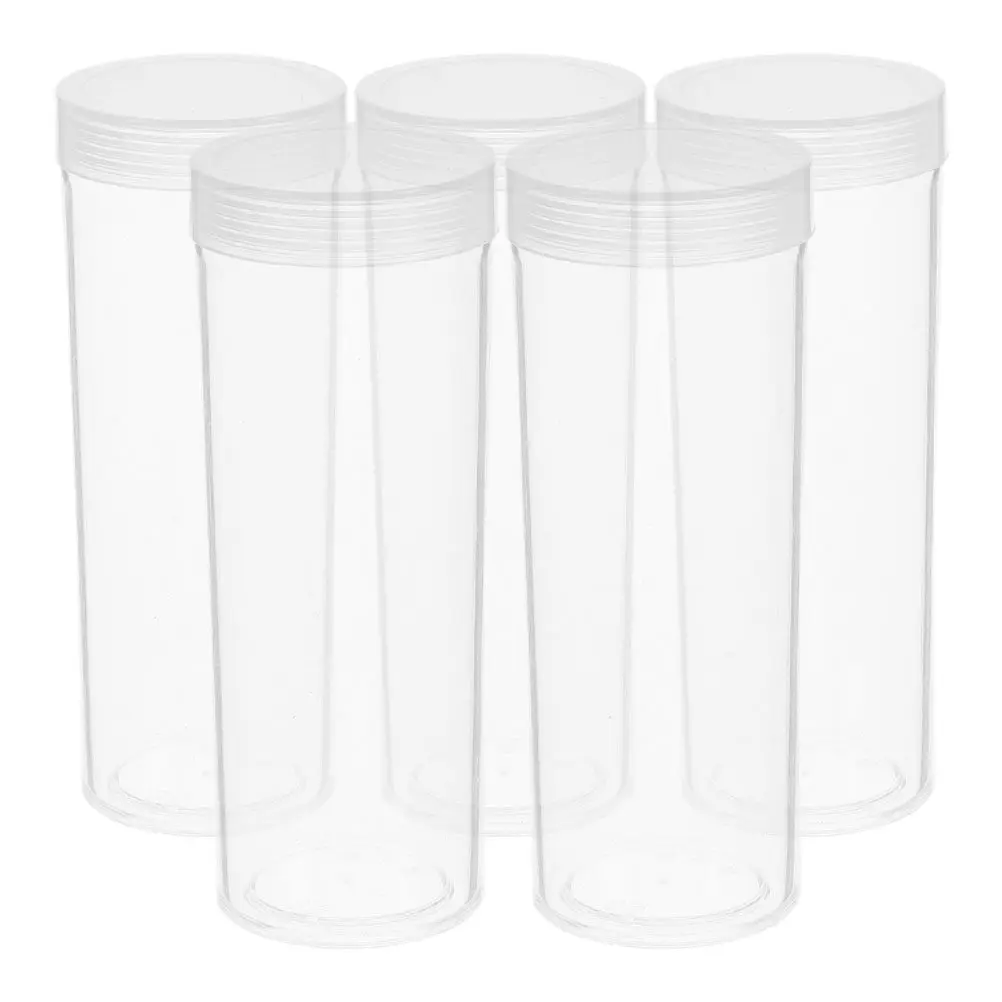 5 Pcs Transparent Tube Coin Collection Supplies Quarter Holders ABS Collecting Storage