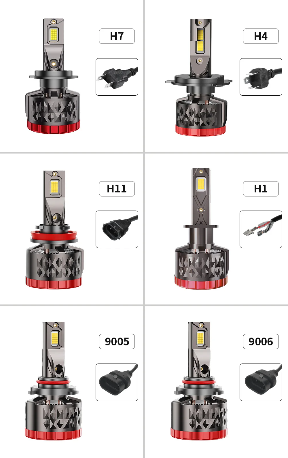 Infitary H7 H4 LED 자동차 헤드라이트, 250W CANBUS 전구, H8 H9 H11 HB3 9005 HB4 9006, 30000LM 램프