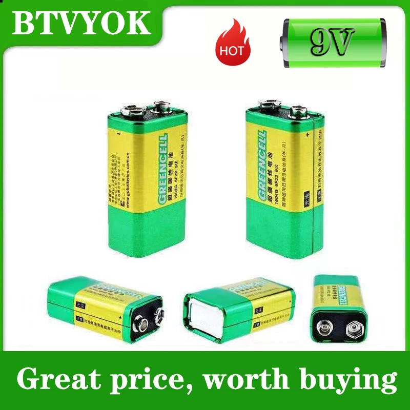 Brand new 9 Volt Battery 6F22/1604G Square Carbon Battery for Laminated Smoke Alarm Microphone Multimeter Toys etc.