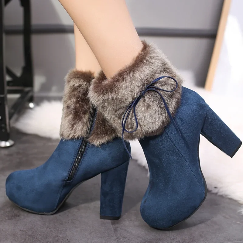 2023 Fashion Shoes for Women Round Toe Suede Side Zipper Women\'s Boots Winter Sell Like Hot Cakes Solid Color Shoes Women