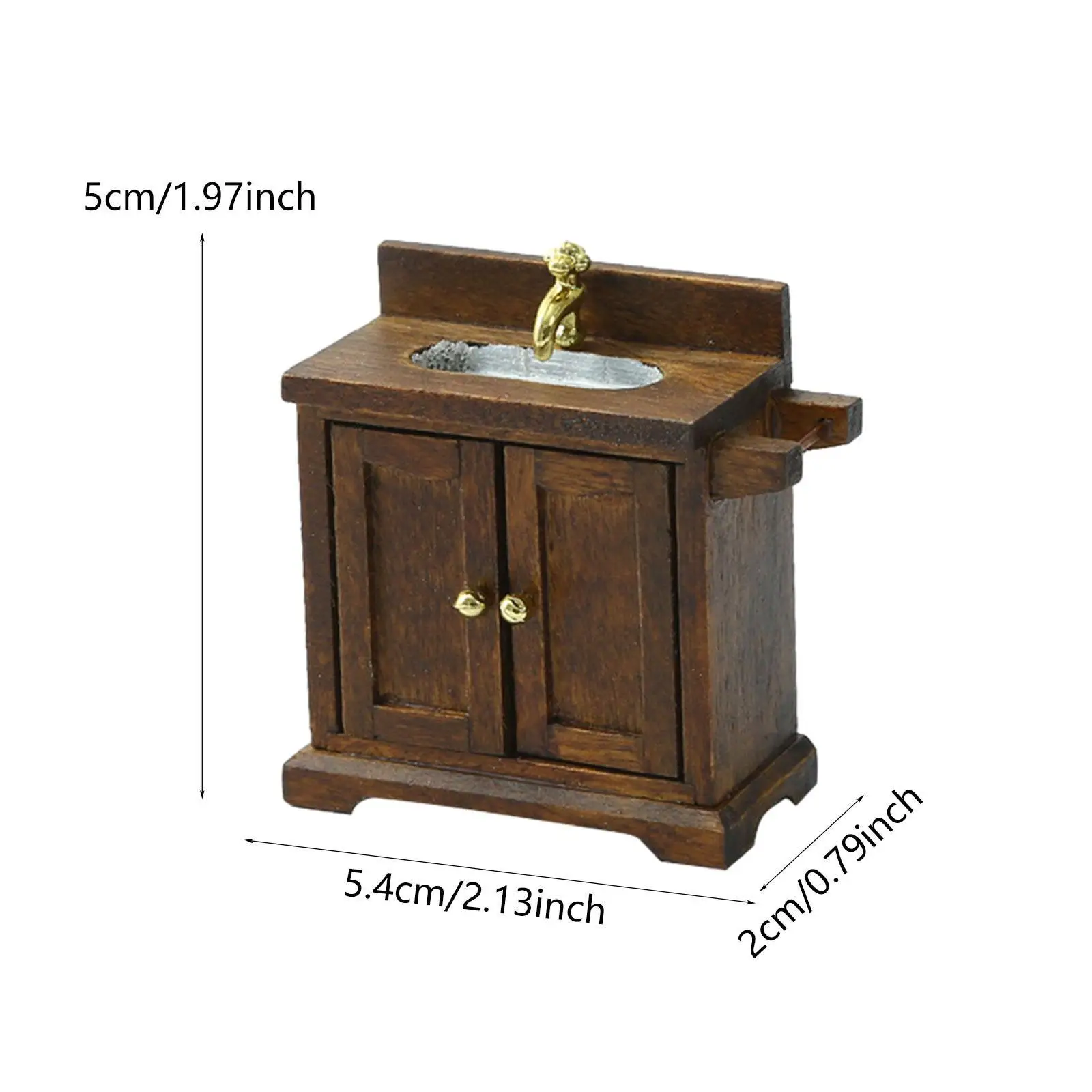 Dollhouse Bathroom Cabinet Scene Decor Classic Simulation Dollhouse Sink Pretend Play Toy for 1/16 Scale Playset Decoration