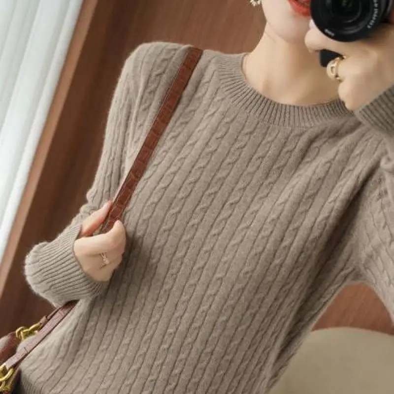 Autumn Winter Temperament Female Solid Color Knitted Tops 2023 Fashion V-Neck All-match Long Sleeve Sweaters Women\'s Clothing