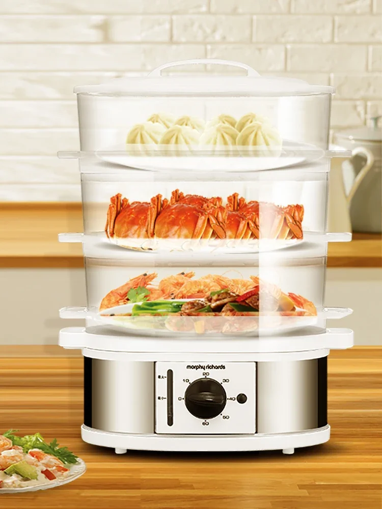 220V Multi-Functional Electric Food Steamer for Healthy Cooking with 3 Layers and Large Capacity