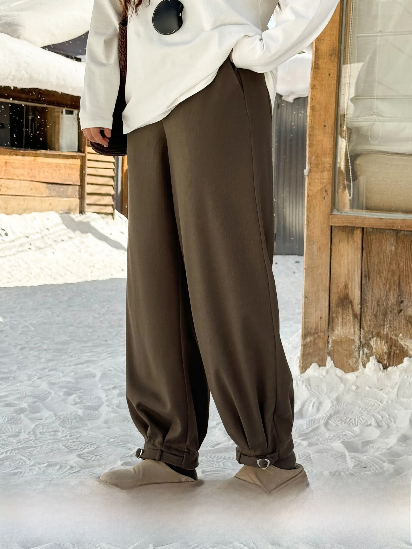 

Брюки с высокой талией больших размеров, повседневные, с манжетами в форме сердца, прямые, из полиэфирного волокна, осенне-зимние, женская одежда больших размеров