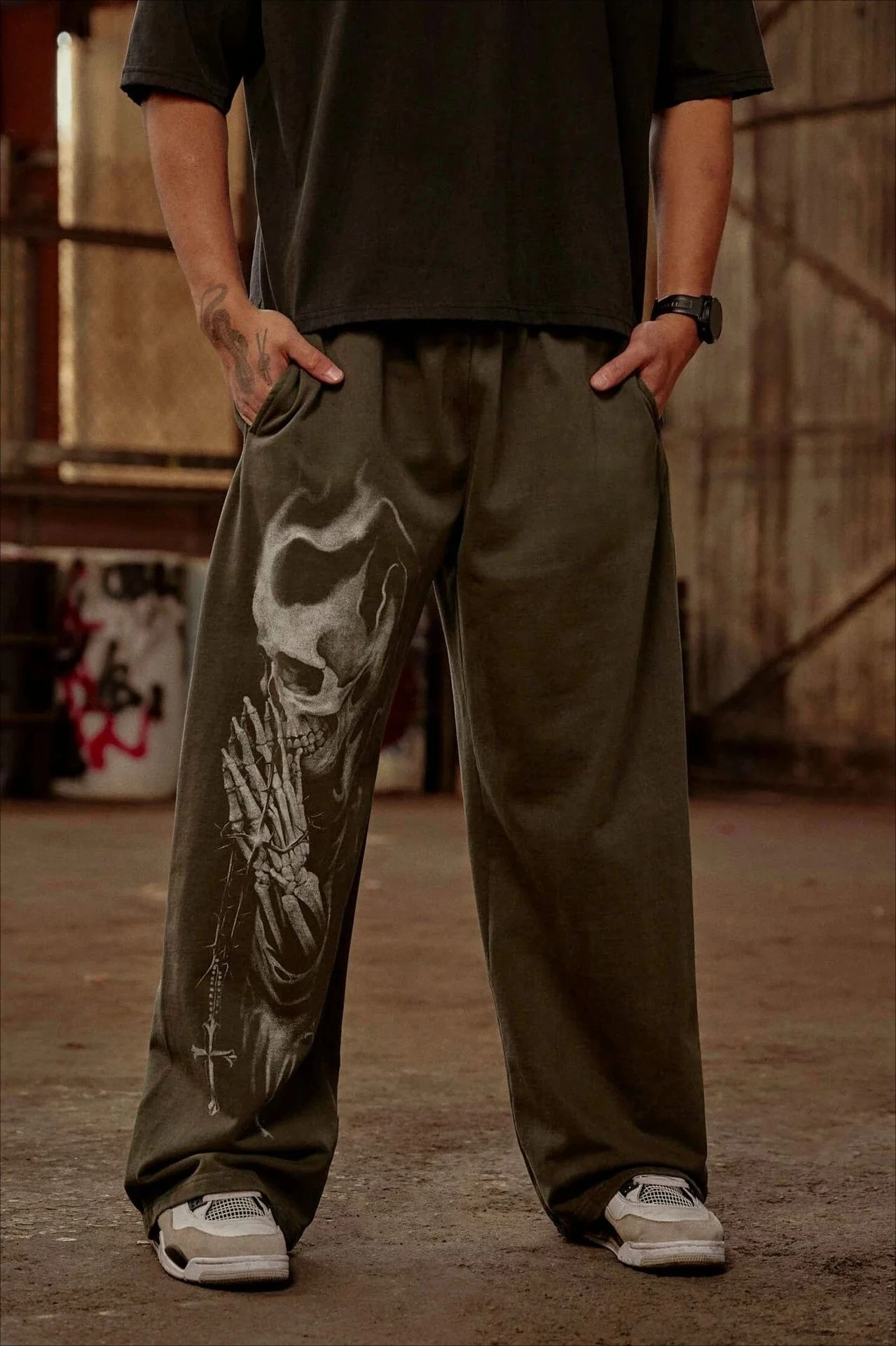 Spring Summer New American Vintage Printed Men's Pants Fitness Basketball Pants Street Hip Hop Baggy Pants Streetwear Men