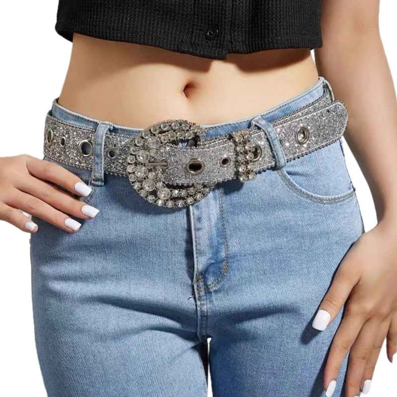 Modern Waist Belt Jeans Belt PU Studded Blingbling Belt Casual Ceinture Belt