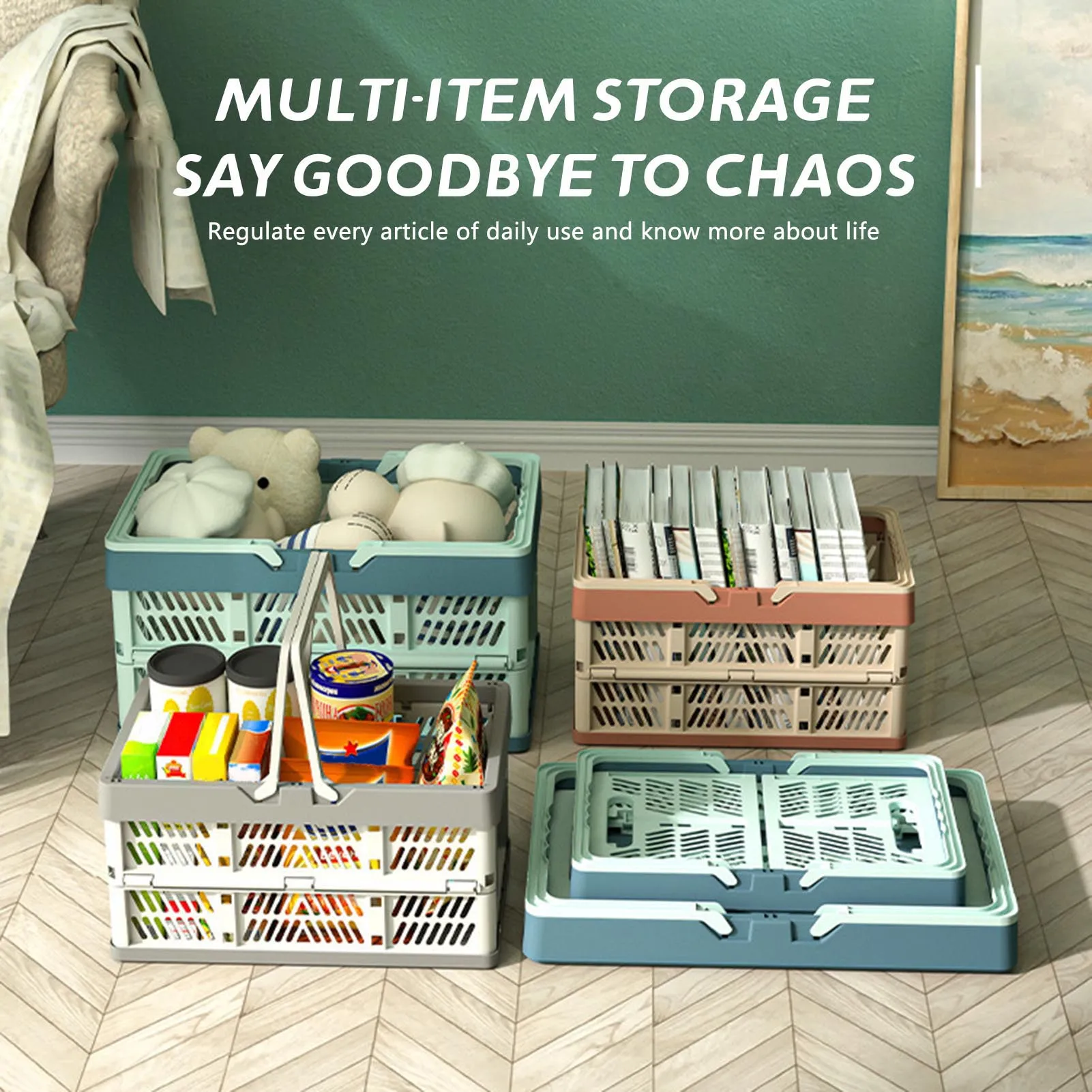 

Foldable Bath Basket 30/38cm Large Capacity Organizer Basket For Toiletry Snack Toy Cosmetic Household Multifunction Storage Box