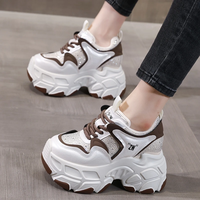 AUTUSPIN Fashion Winter Shoes High Platform Women Sneakers Outdoor Keep Warm Fleeces Ladies Footwear Chunky Woman Shoes 8.5cm