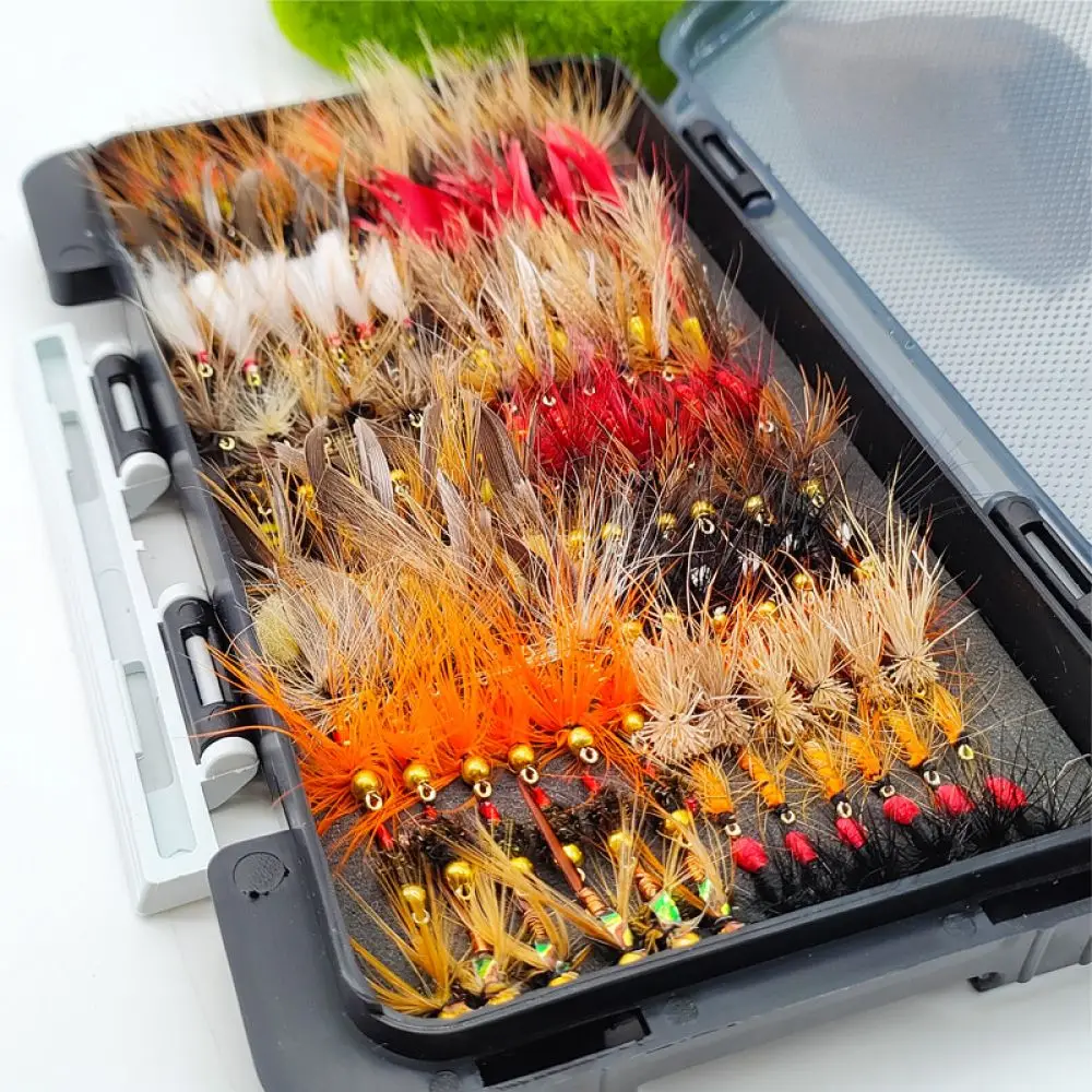 Fly Fishing Flies Set Dry Wet Nymph Lures For Bailufei Professional Fishing Gear Tackle Kit Outdoor Stream Fishing Tools