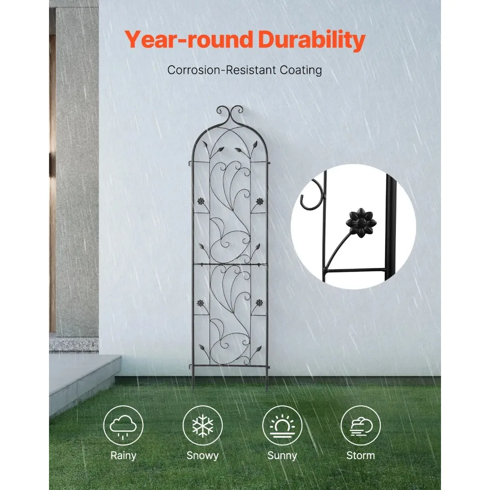 Metal Garden Trellis 60" x 15" for Climbing Plant Support Rustproof