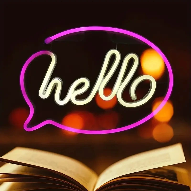 LED Hello Neon Lights Sign Custom Letters for Party Wedding Decorations Home Wall Room Convenience Store Bar Decor