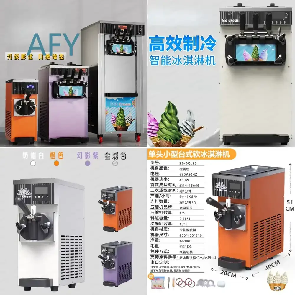 Soft Serve Ice Cream Machine for Snack Dessert Shop with 3 Dispenser 220V Yogurt Soft Ice Cream Maker Commercial Grade Frozen