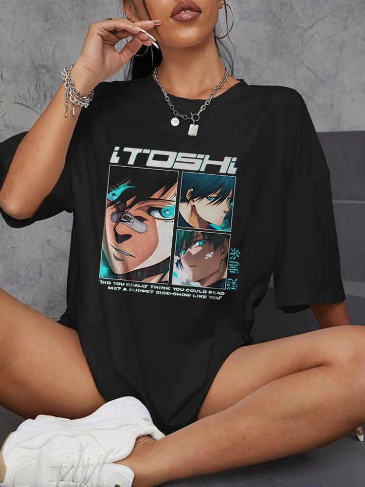 Anime BLUE LOCK Rin Itoshi T Shirt Harajuku Women Football Manga Graphic Streetwear Short Sleeve Cotton BLUE LOCK Female T-shirt