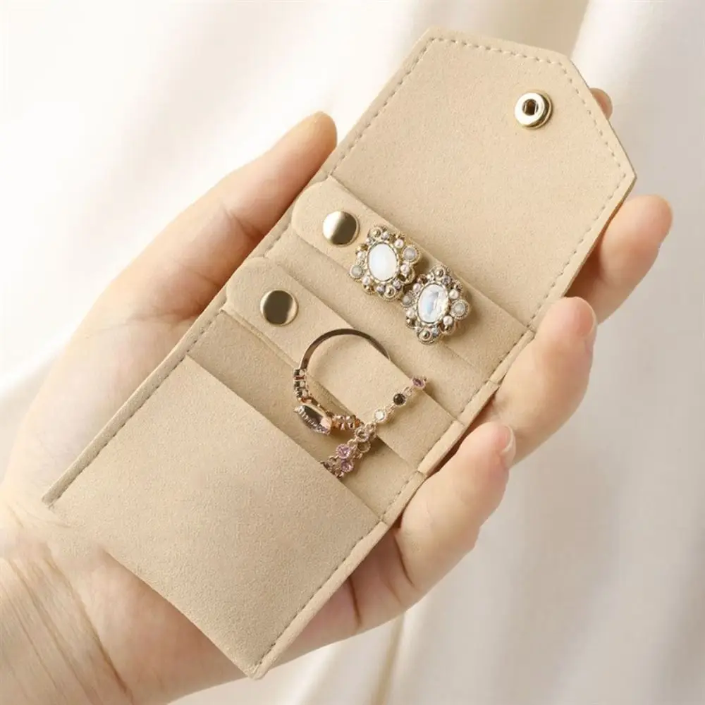 Nowe Śliczne Mini Torebki na Biżuterię Mikrofibra Skóra Prezenty Organizer na Kolczyki Pierścionki Zapinany na Zatrzask Naszyjnik Opakowanie Saszetka