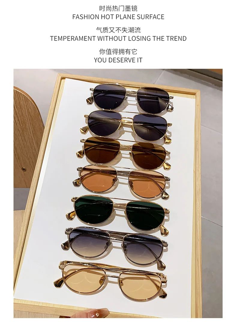 Trendy Beliebte Metall Pilot Sonnenbrille Frauen Männer Outdoor Luxus Designer Shades Sommer Reisen Stick Sonnenbrille Männlich UV400 – Detail 2