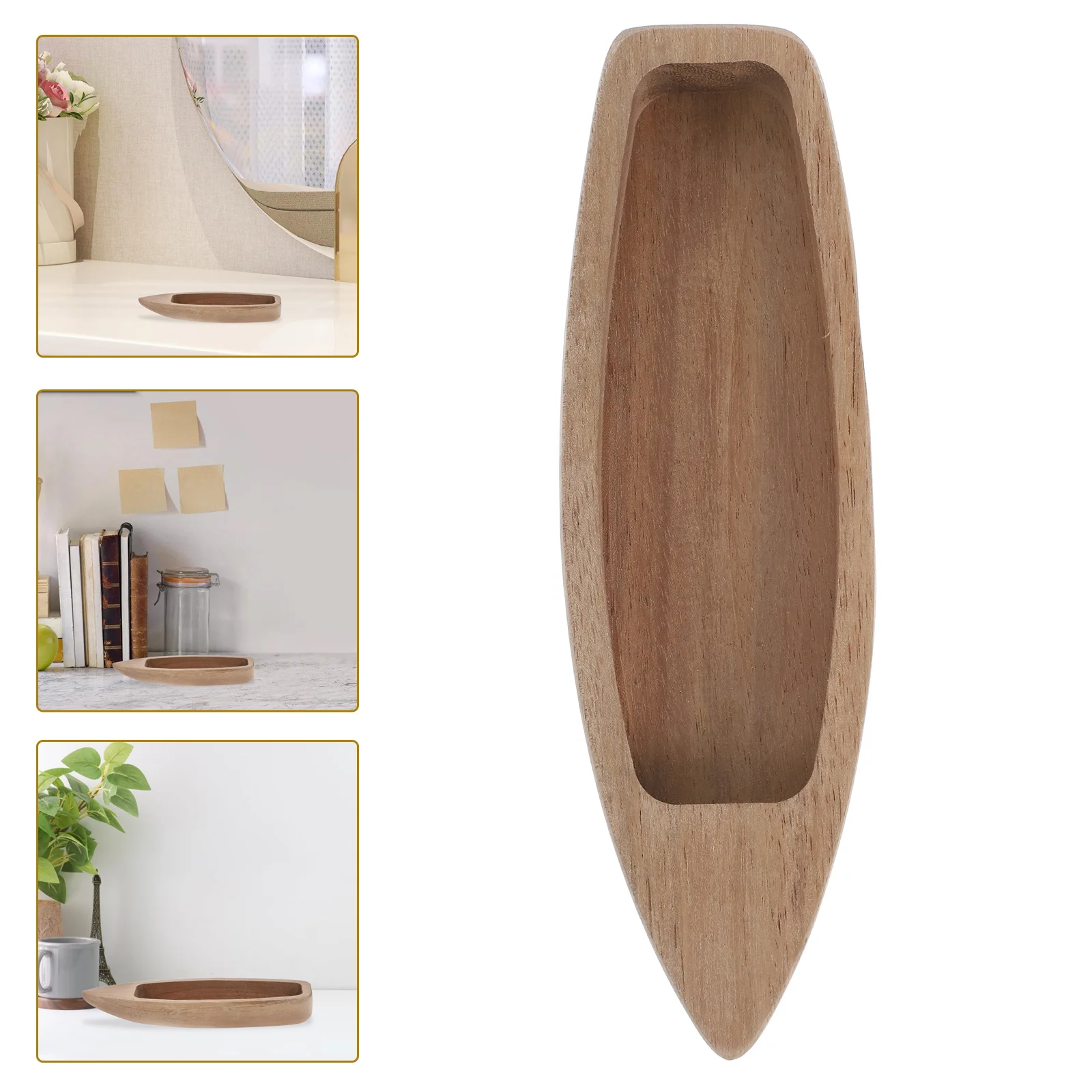 Wood Boat Model Creative Decor Crafts Canoe Statue Office Desktop Ornament Bedroom Toy