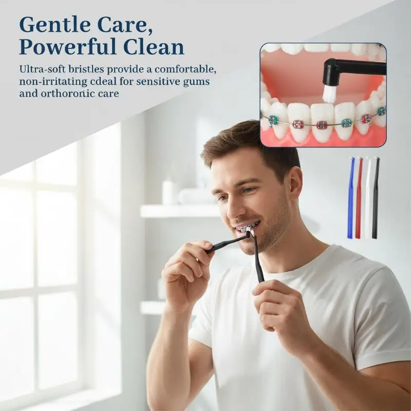 2 4 Pieces Soft Interdental Brush Single Beam Tooth Clean Tool for Gap Cleaning Gentle Oral Care Home Use