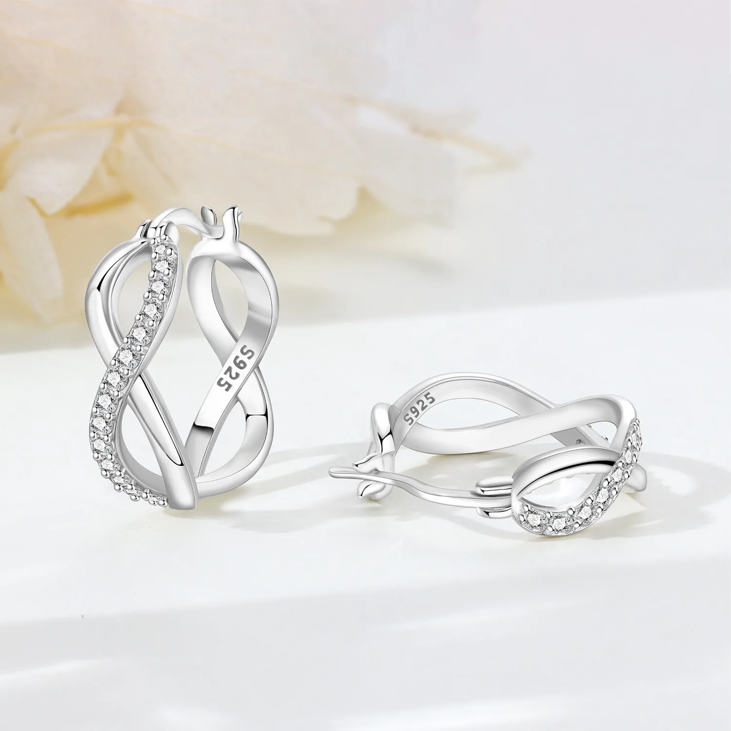 Orstarry Orecchini originali con simbolo infinito in argento sterling 925 Orecchini a cerchio da donna Gioielli per anniversario Regali alla moda