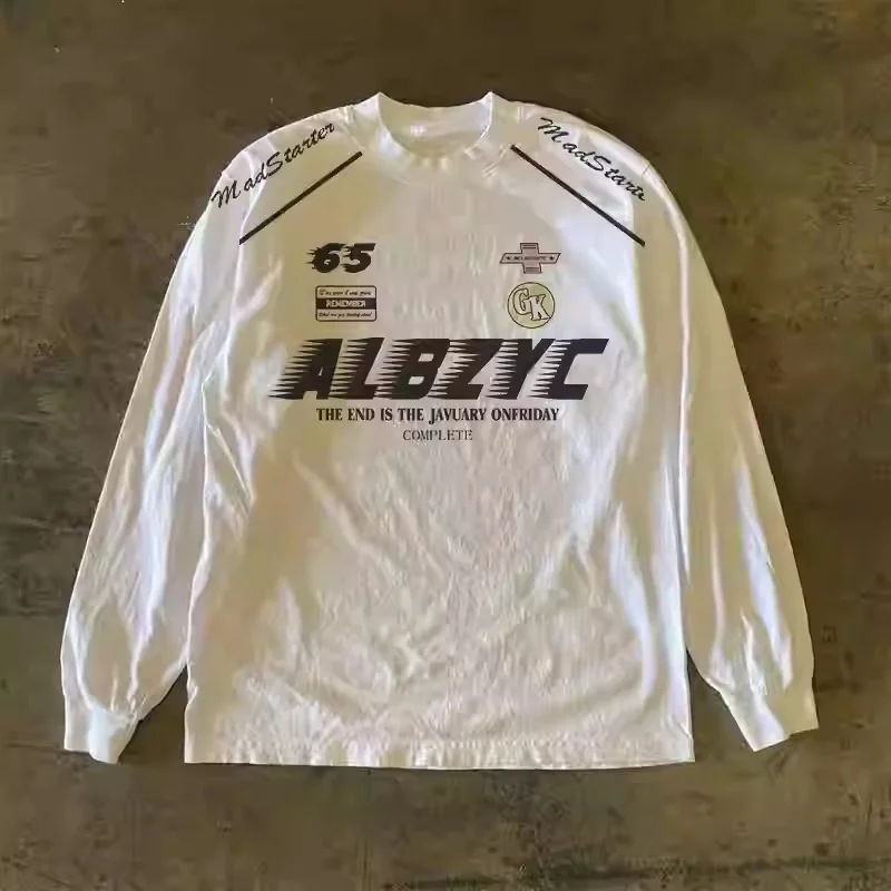 Heavyweight 310g Pure Cotton Long Sleeve T-Shirt American Retro Oversize Streetwear Versatile Youth Fashion Summer Casual Tee
