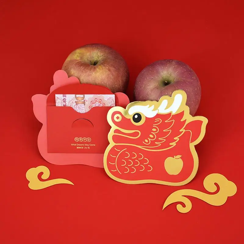 Enveloppes rouges de l'année du dragon, sac d'argent porte-bonheur du nouvel an chinois, paquets rouges, décor de l'année lunaire, festival du printemps, 2024, 6 pièces