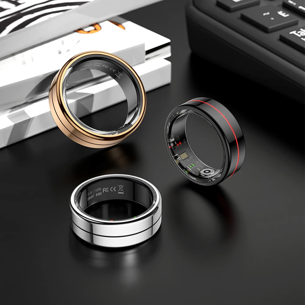 R04 Smart Ring 5ATM Anello da dito intelligente impermeabile in acciaio inossidabile Frequenza cardiaca Ossigeno nel sangue Monitor del sonno Tracker di attività