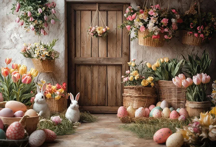 Фон для фотосъемки Mehofond, весенний пасхальный ретро-цветочный кролик, яйца, детский день рождения, портретный декор, фон для фотостудии