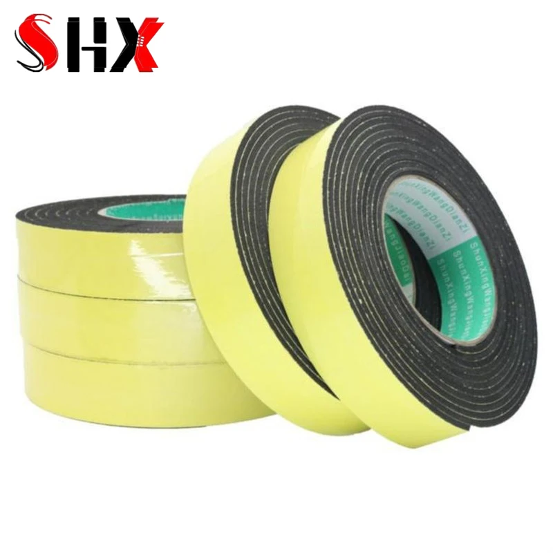 แถบกาวฟองน้ำโฟมสีดำ EVA สำหรับติด lakban karet แผ่นซีลกันการชน1มม. 2มม. 3มม.