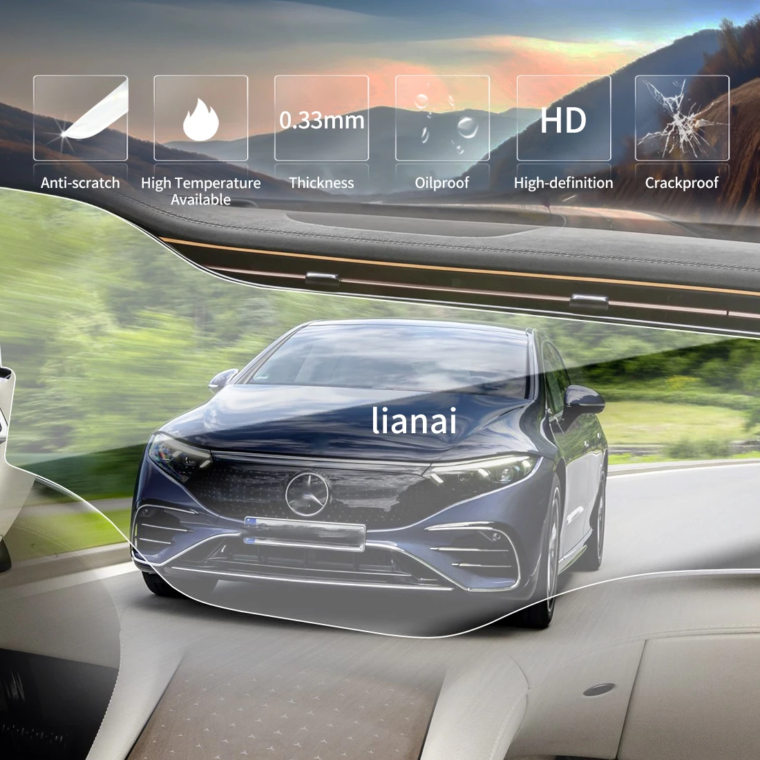 Screen Protector for 26 Benz EQS Tempered Glass GPS Navigation Display Film Vehicle Scratch-resistant Stickers Accessories