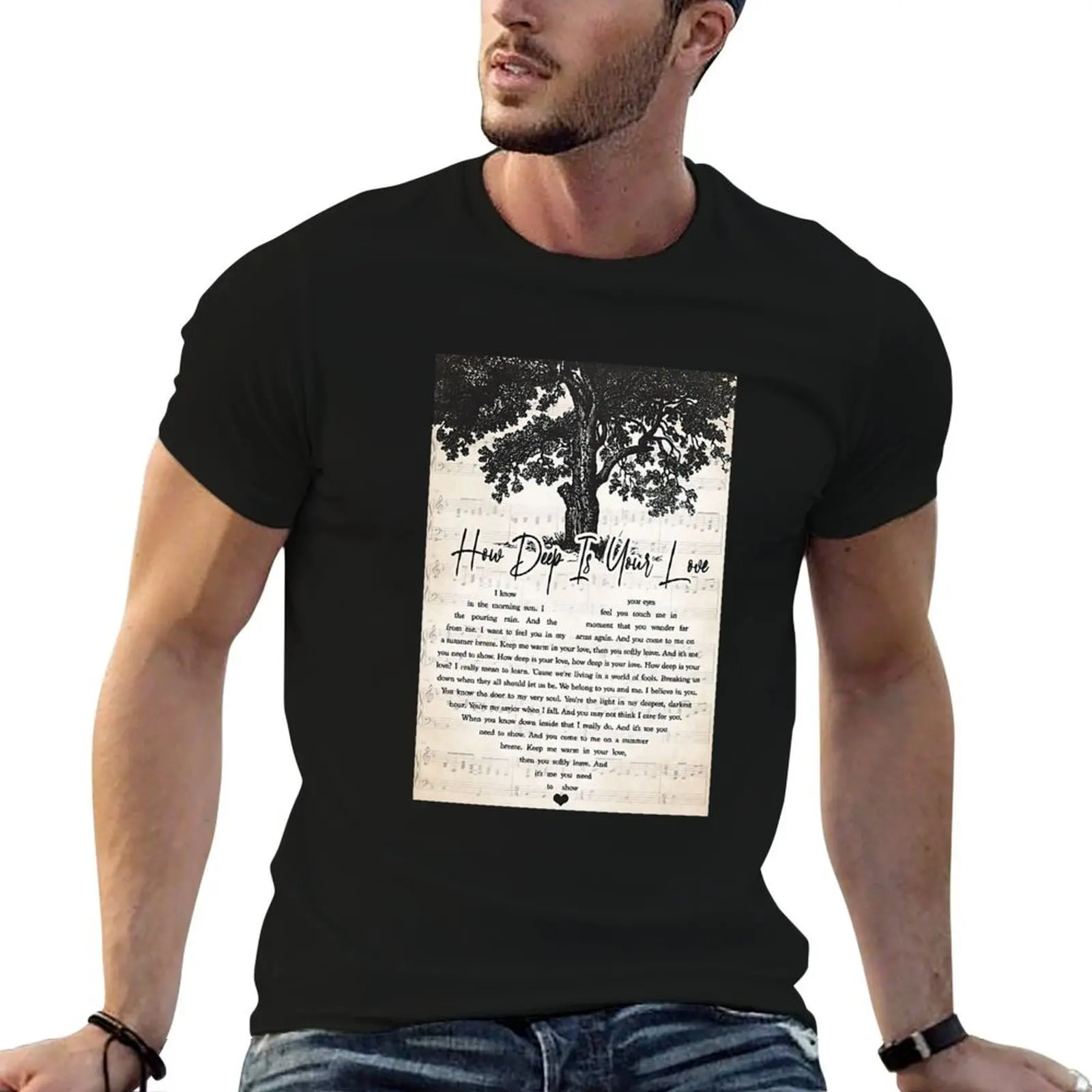 How Deep Is Your Love Lyrics - Bee Gees Lovers T-Shirt Casual Minimalist Short Sleeve Top
