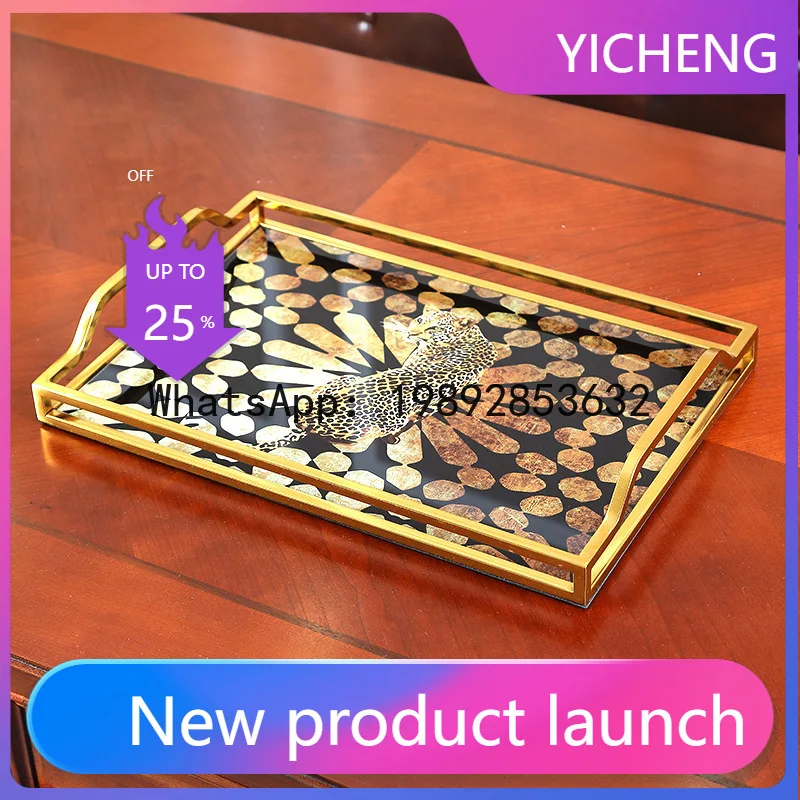 Hys storage tray living room coffee table tea cup creative ornaments home decor crafts metal glass
