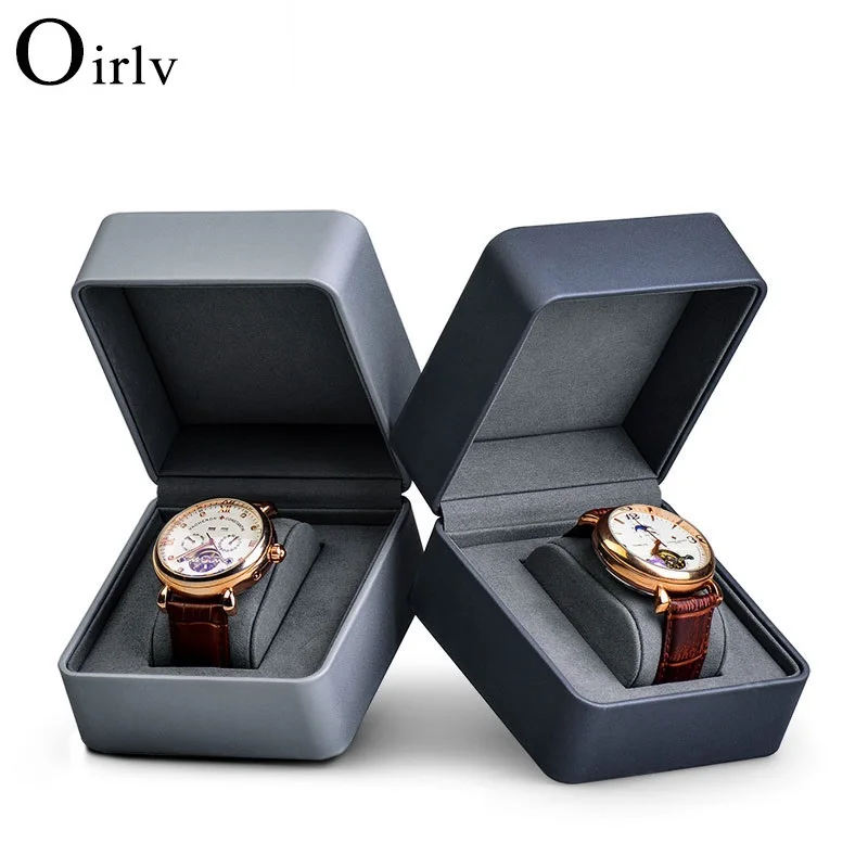 Oirlv Grey Deluxe Version Single With Pillow Watch Gift Box PU Leather Watch Display Box Single Packaging Portable Storage