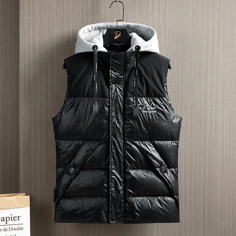 Male Hoodies Vest Thicken Winter Padded Zipper Solid Waistcoat Outdoor Causal Sleeveless Fashion Coat Women Men Duck Down Jacket